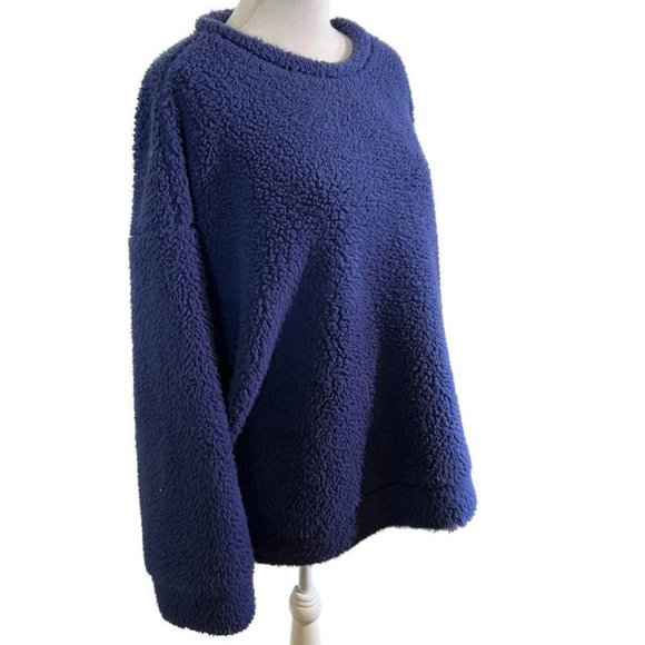 Muk Luks Chunky Blue Crew Neck Pullover Sweatshirt - Picture 2 of 11